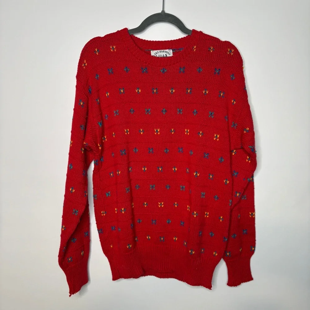 Vintage Lake Harmony Rowing Club Knit Crewneck Sweater Size Medium USA Made
